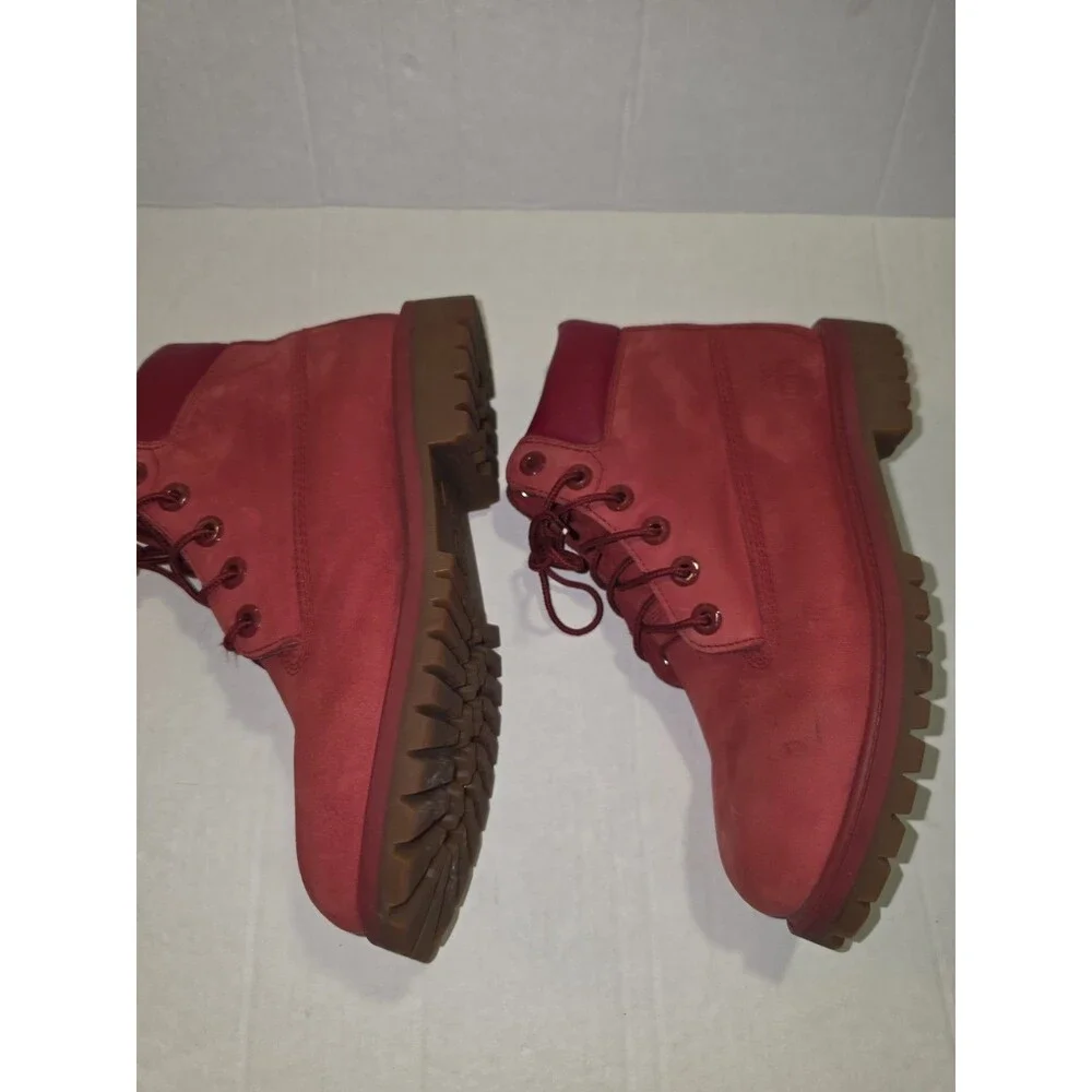 Timberland 6-Inch Premium Waterproof Boot Red Nubuck Style A13HV Youth Size 4.5